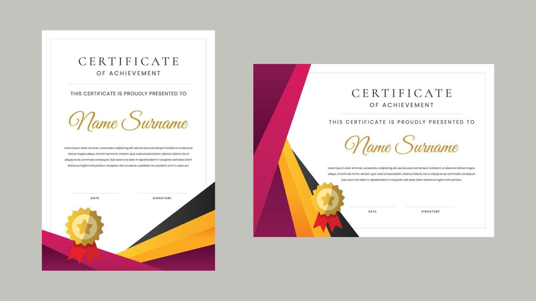 modern elegant certificaat landschap en portret sjabloon vector