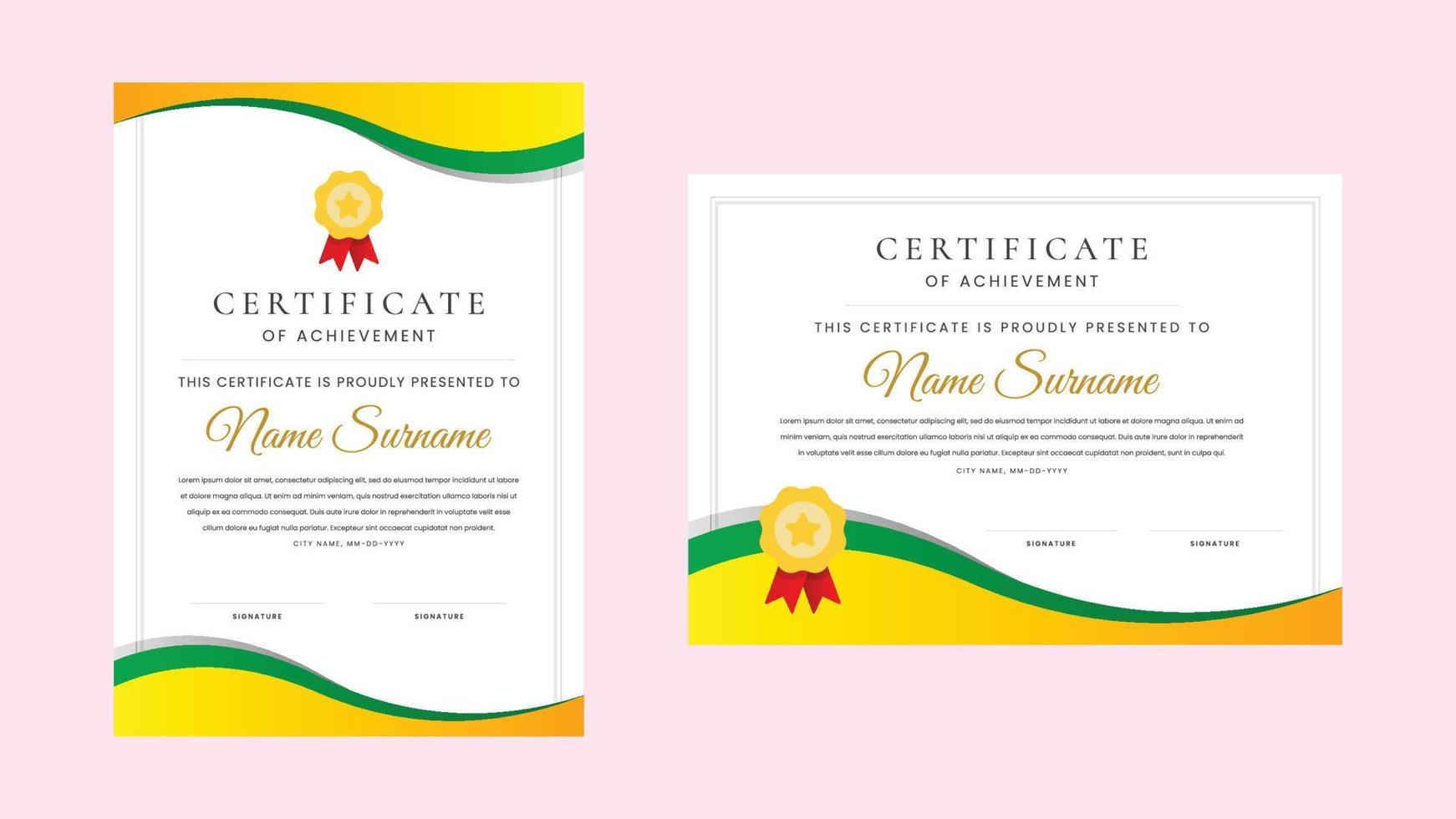 modern elegant certificaat landschap en portret sjabloon vector