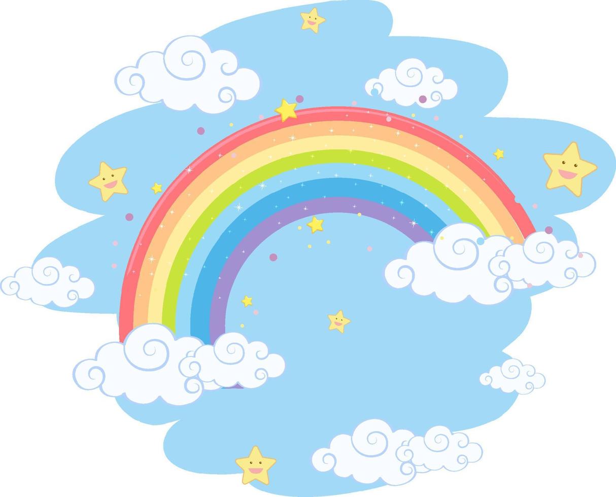 pastel regenboog met wolken geïsoleerd vector