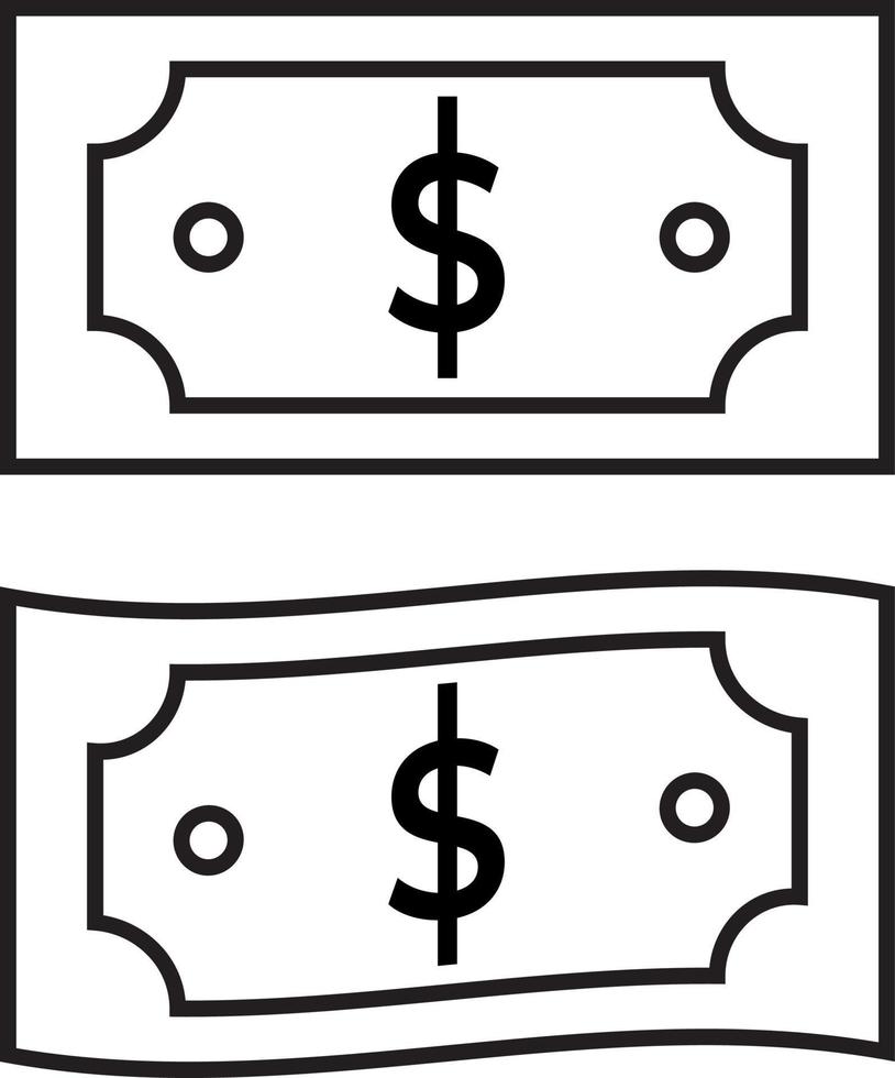 dollar Bill bankbiljet icoon reeks vector