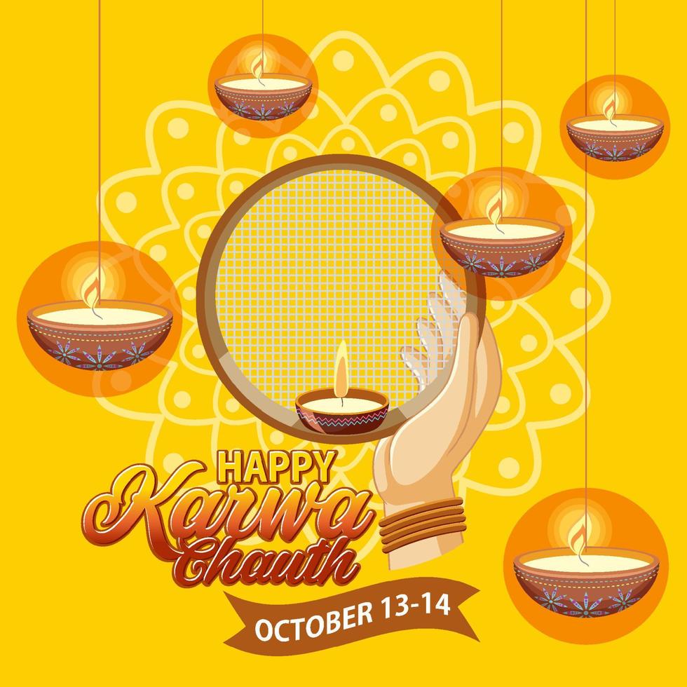 gelukkig karwa chauth poster ontwerp vector