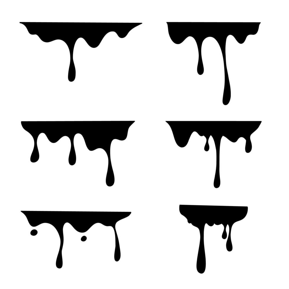 zwart vloeistof druppelen smelten decoratie vector reeks