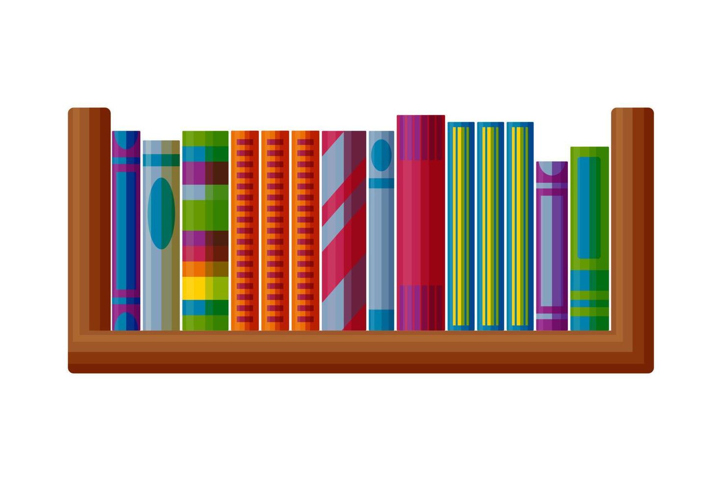 boeken Aan de hout plank. boekenplank voor interieurs in tekenfilm stijl. vector illustratie