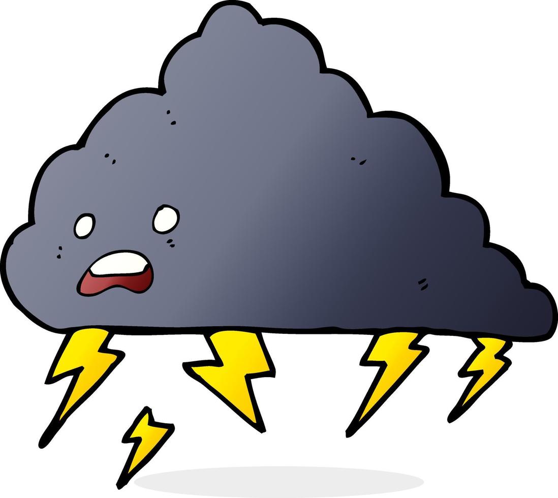 tekening karakter tekenfilm onweerswolk vector