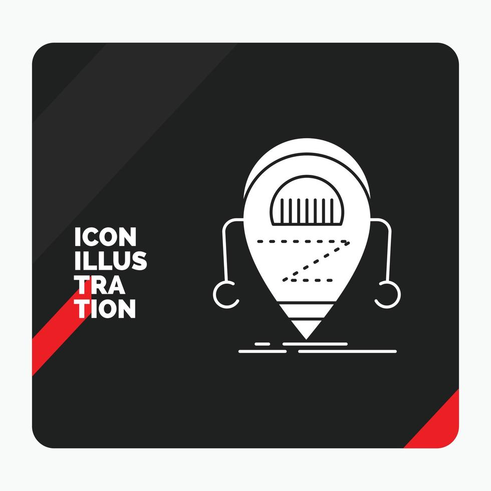 rood en zwart creatief presentatie achtergrond voor androïde. bèta. droid. robot. technologie glyph icoon vector