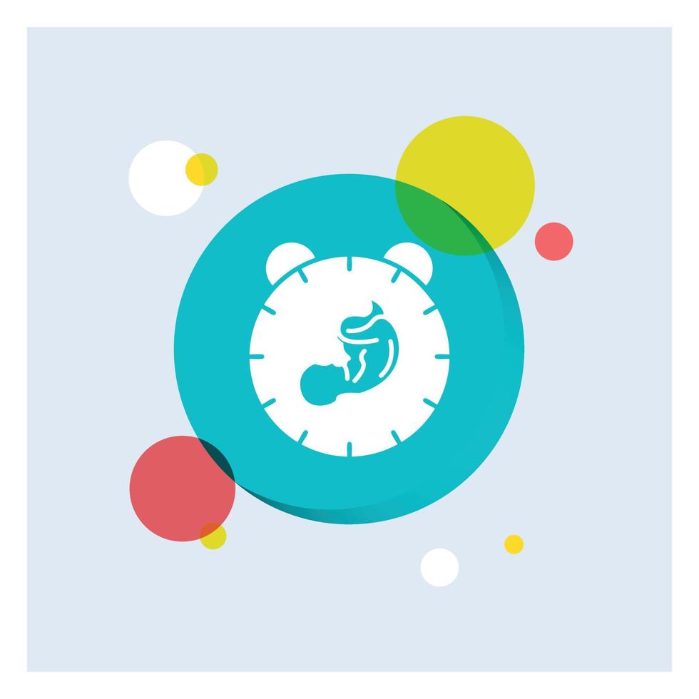 levering. tijd. baby. geboorte. kind wit glyph icoon kleurrijk cirkel achtergrond vector