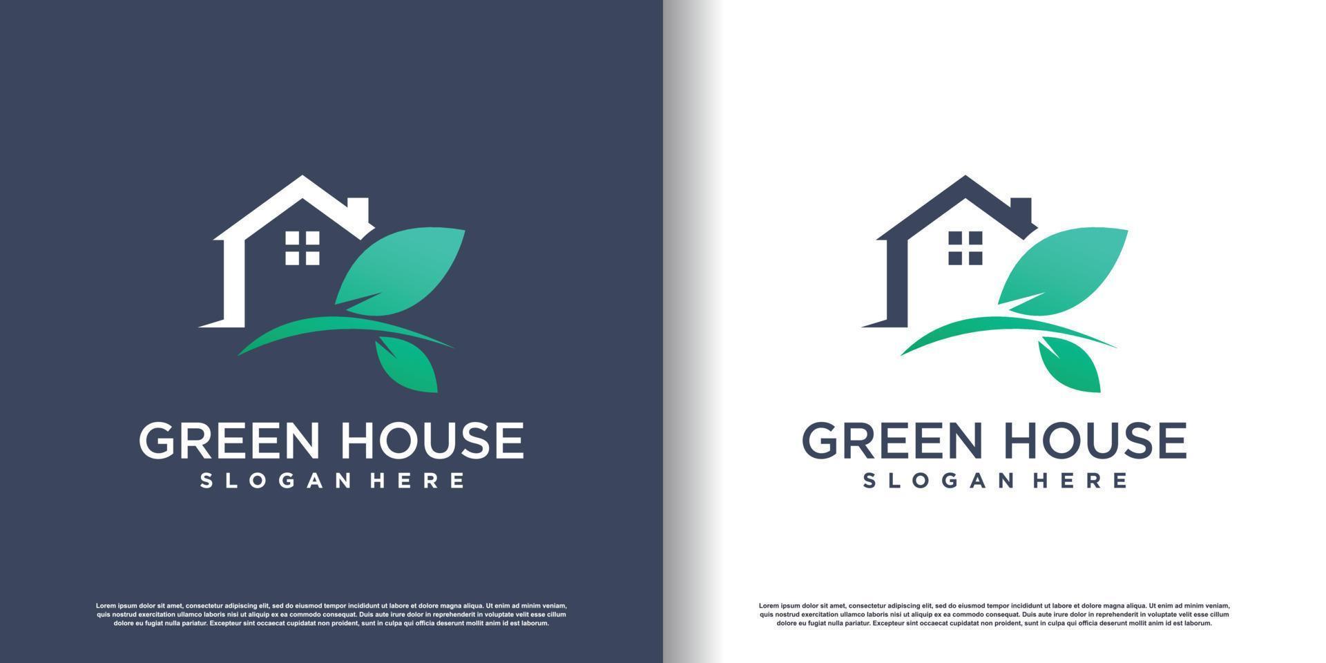 groen huis logo ontwerp sjabloon premie vector