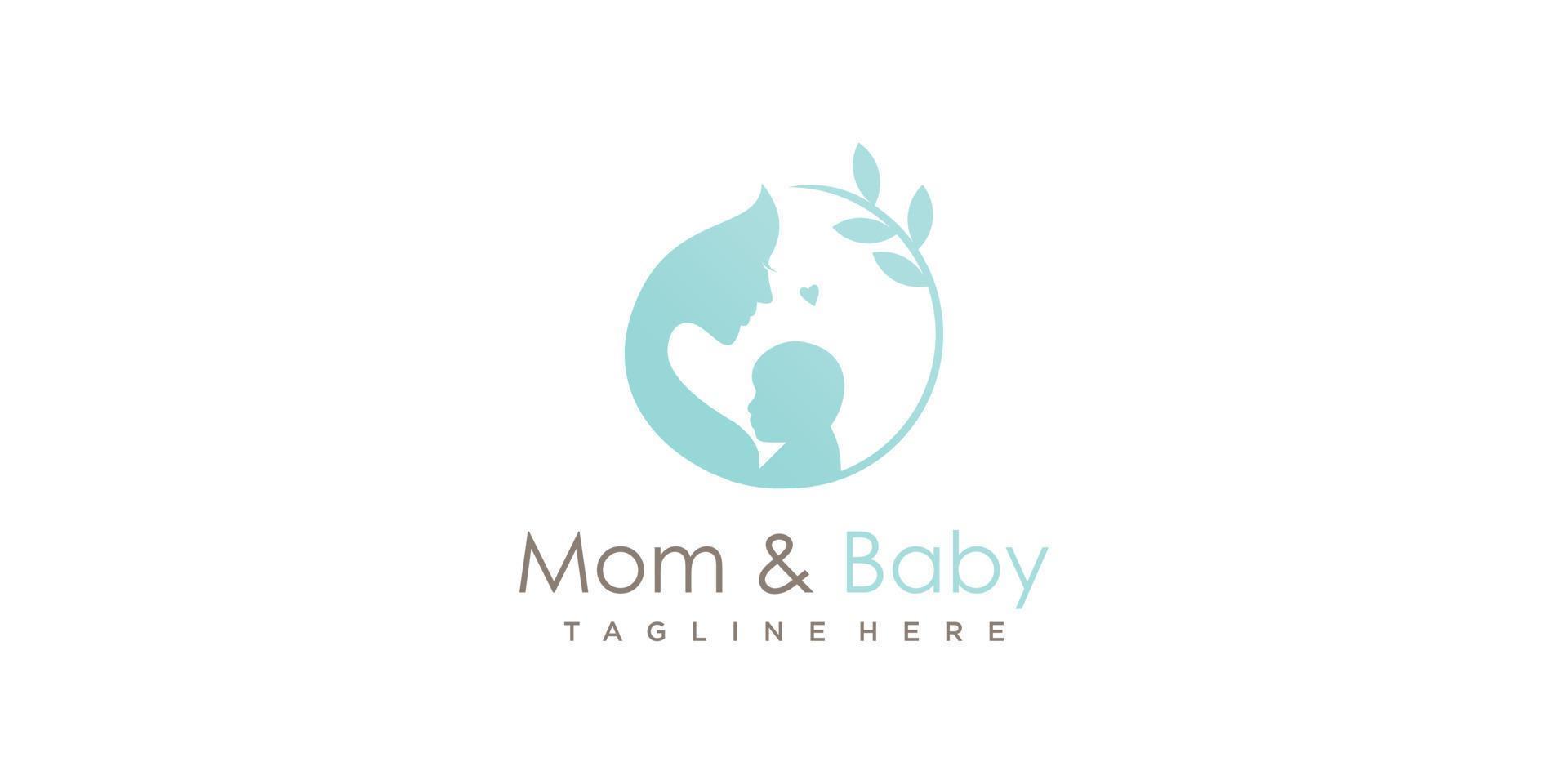 mam en baby logo ontwerp met modern uniek stijl premie vector