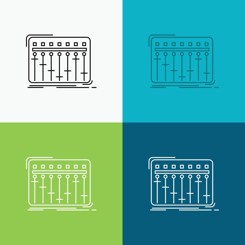 troosten. dj. mixer. muziek. studio icoon over- divers achtergrond. lijn stijl ontwerp. ontworpen voor web en app. eps 10 vector illustratie