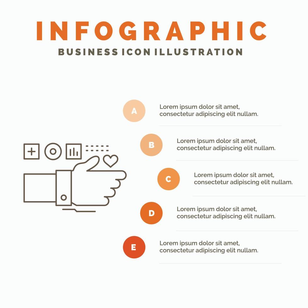 toezicht houden. technologie. geschiktheid. hart. pulse infographics sjabloon voor website en presentatie. lijn grijs icoon met oranje infographic stijl vector illustratie