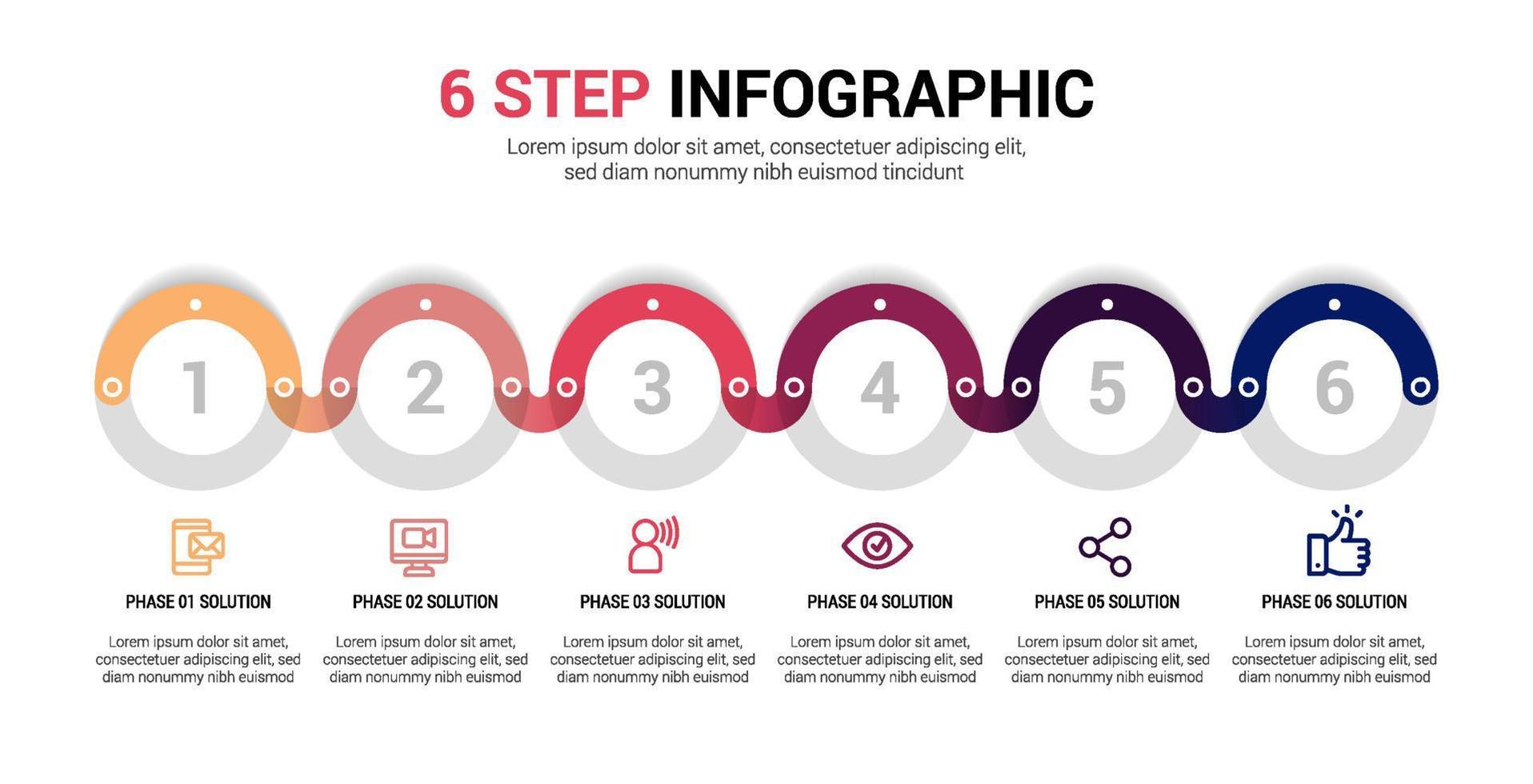 6 stappen infographic vector