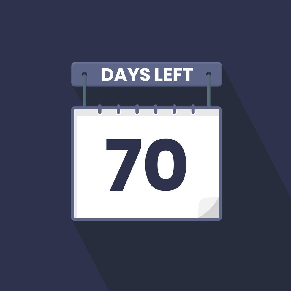 70 dagen links countdown voor verkoop Promotie. 70 dagen links naar Gaan promotionele verkoop banier vector