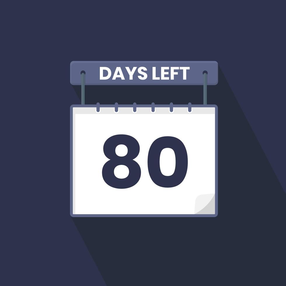 80 dagen links countdown voor verkoop Promotie. 80 dagen links naar Gaan promotionele verkoop banier vector