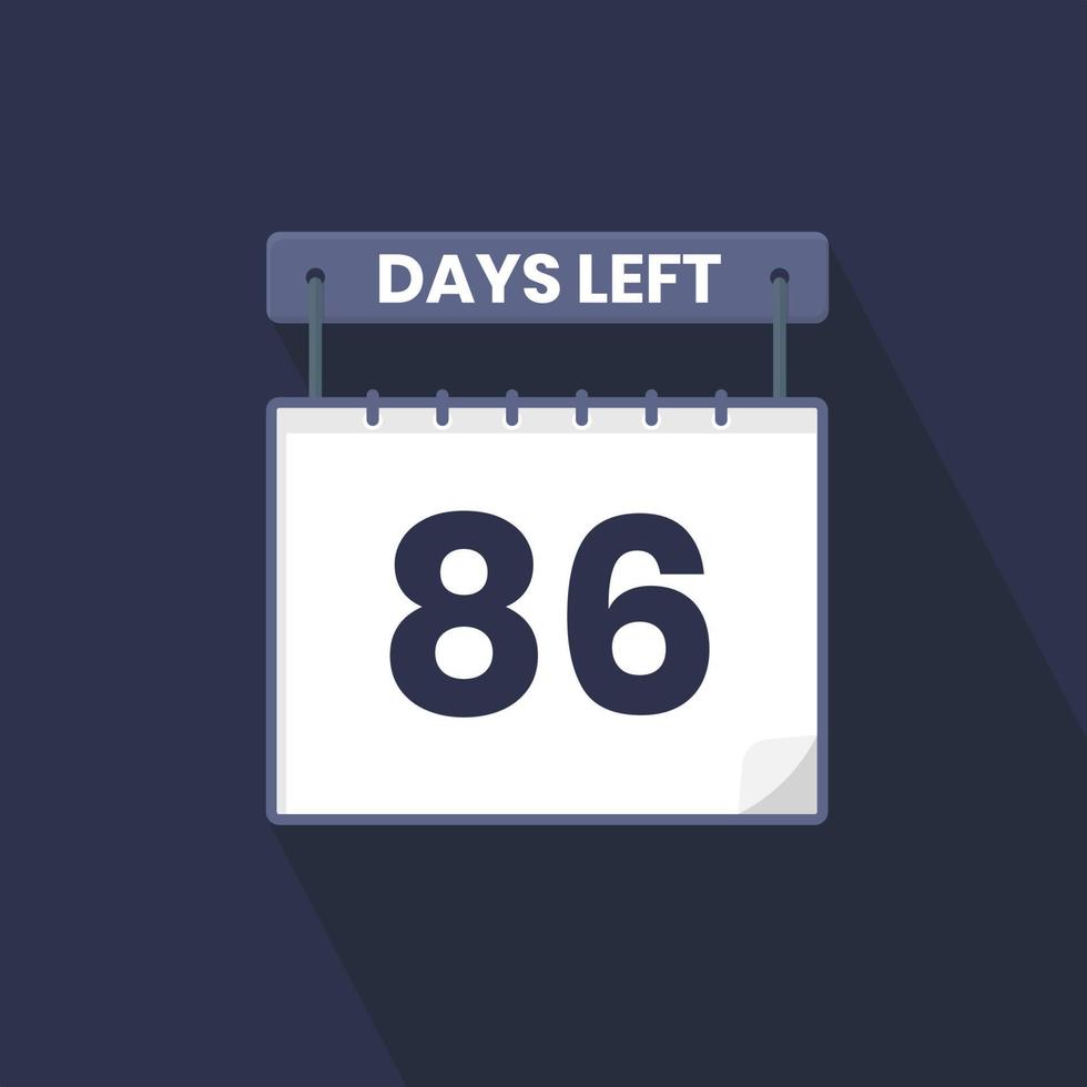 86 dagen links countdown voor verkoop Promotie. 86 dagen links naar Gaan promotionele verkoop banier vector