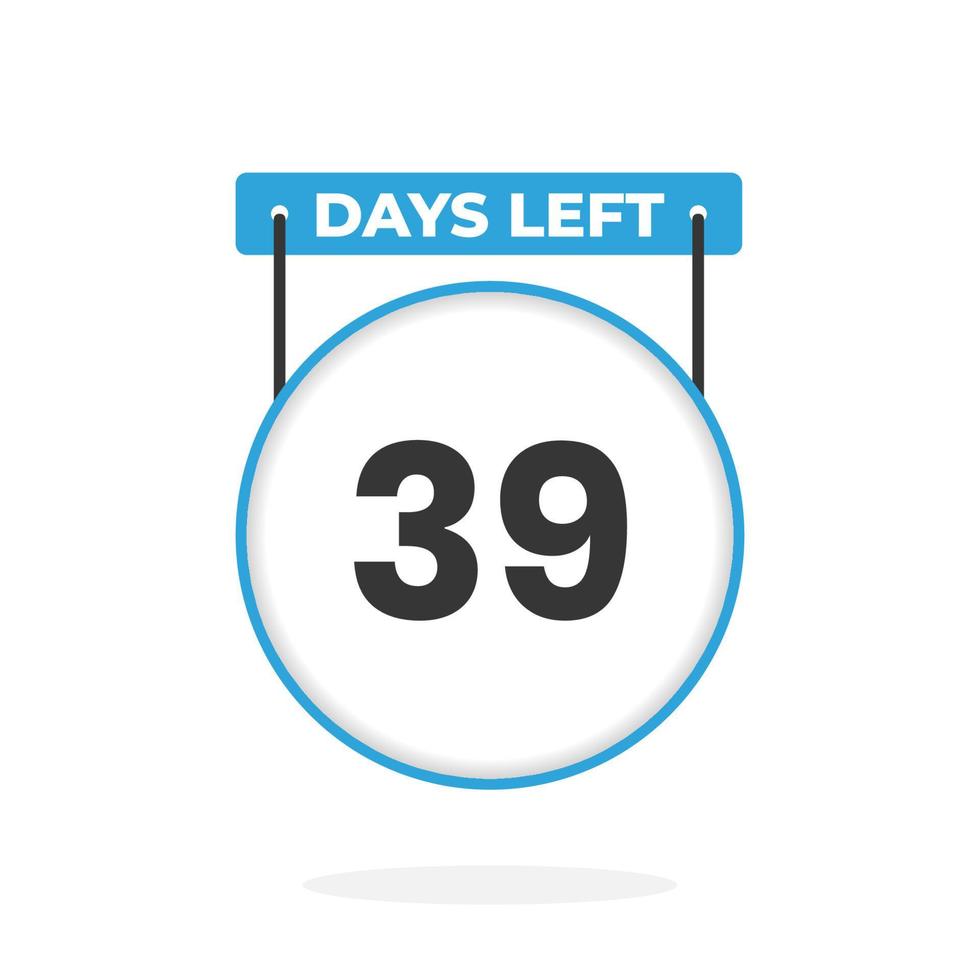 39 dagen links countdown voor verkoop Promotie. 39 dagen links naar Gaan promotionele verkoop banier vector