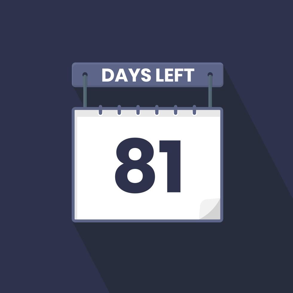 81 dagen links countdown voor verkoop Promotie. 81 dagen links naar Gaan promotionele verkoop banier vector