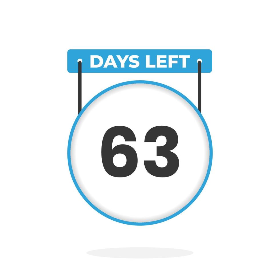 63 dagen links countdown voor verkoop Promotie. 63 dagen links naar Gaan promotionele verkoop banier vector