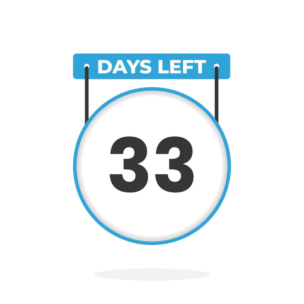 33 dagen links countdown voor verkoop Promotie. 33 dagen links naar Gaan promotionele verkoop banier vector