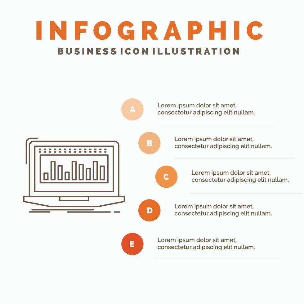 gegevens. financieel. inhoudsopgave. toezicht houden. voorraad infographics sjabloon voor website en presentatie. lijn grijs icoon met oranje infographic stijl vector illustratie