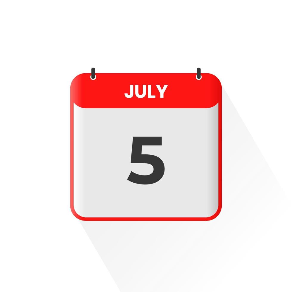 5e juli kalender icoon. juli 5 kalender datum maand icoon vector illustrator