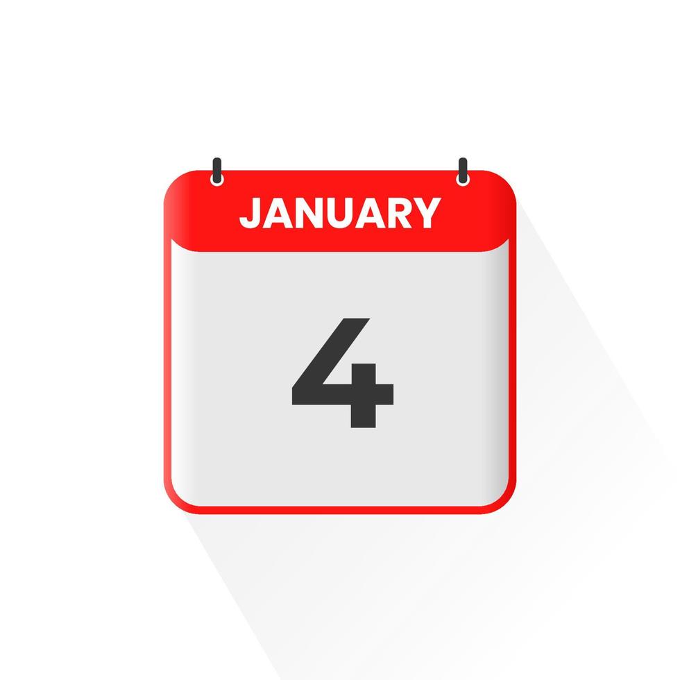 4e januari kalender icoon. januari 4 kalender datum maand icoon vector illustrator