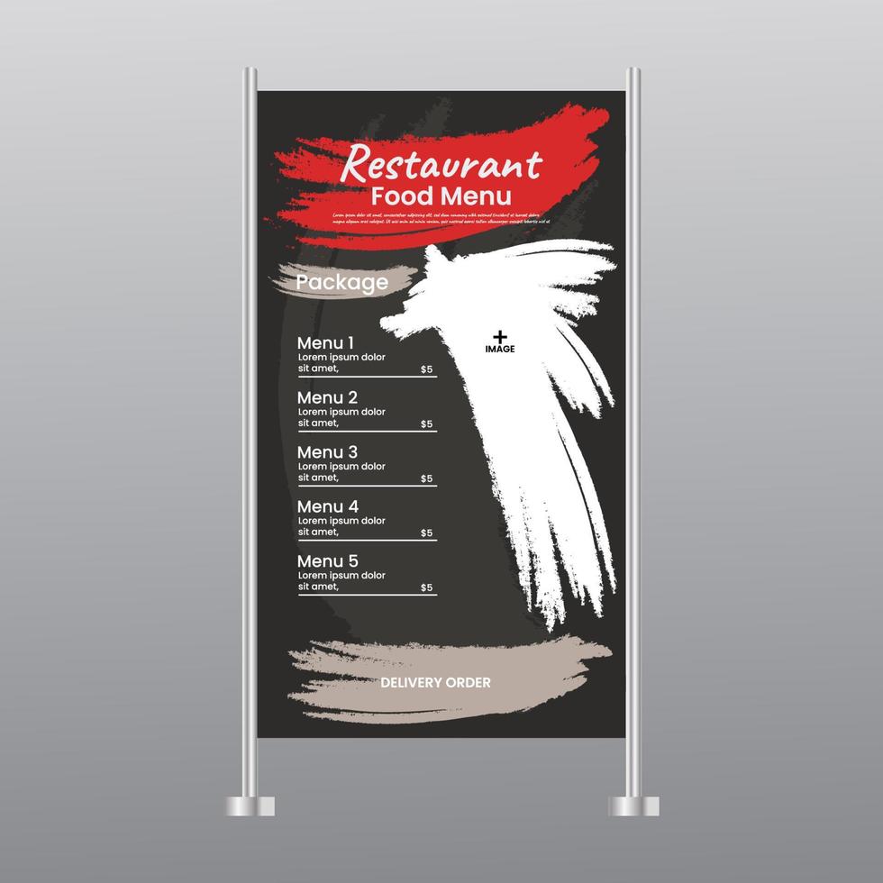 staan banier buitenshuis restaurant. achtergrond sjabloon menu restaurant Promotie vector