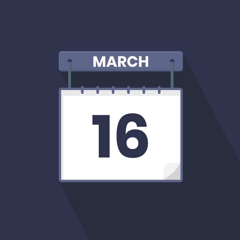 16e maart kalender icoon. maart 16 kalender datum maand icoon vector illustrator