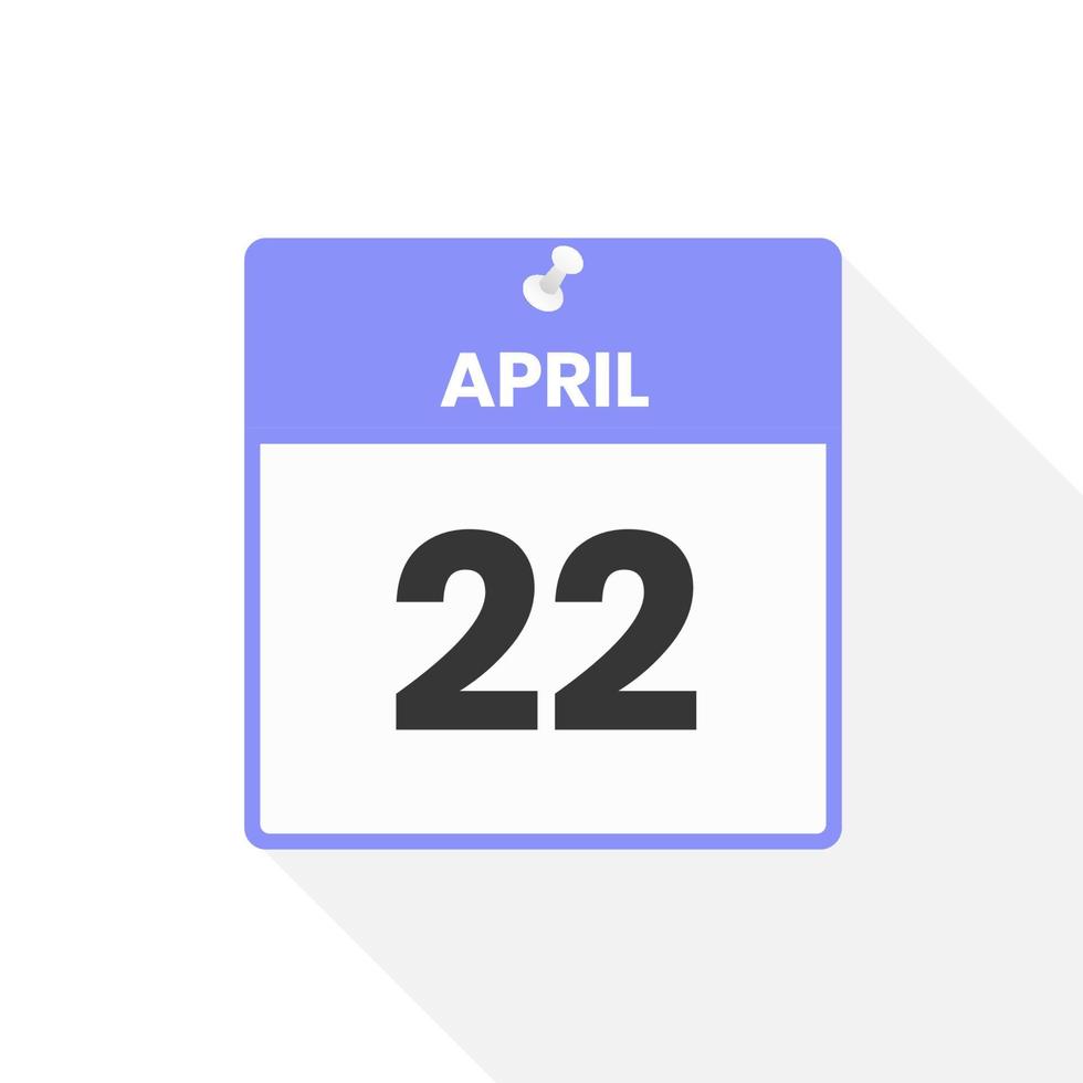 april 22 kalender icoon. datum, maand kalender icoon vector illustratie