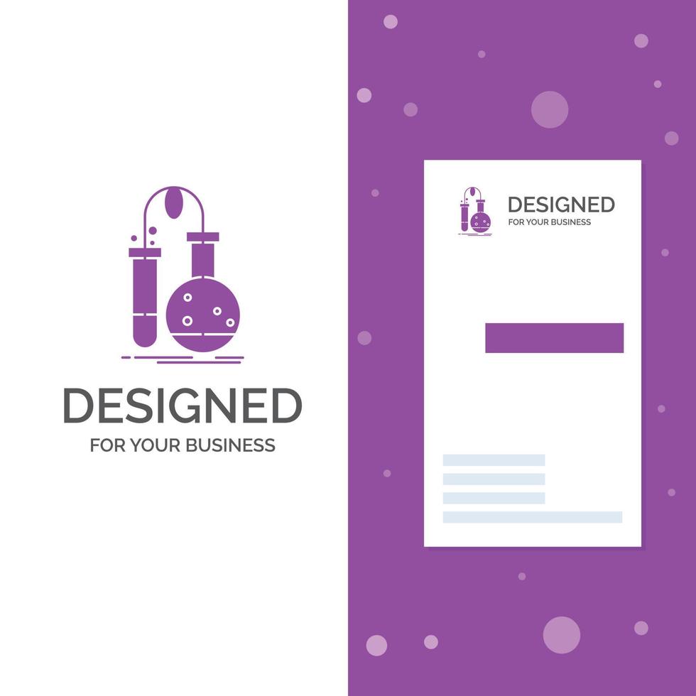 bedrijf logo voor testen. chemie. fles. laboratorium. wetenschap. verticaal Purper bedrijf .bezoeken kaart sjabloon. creatief achtergrond vector illustratie