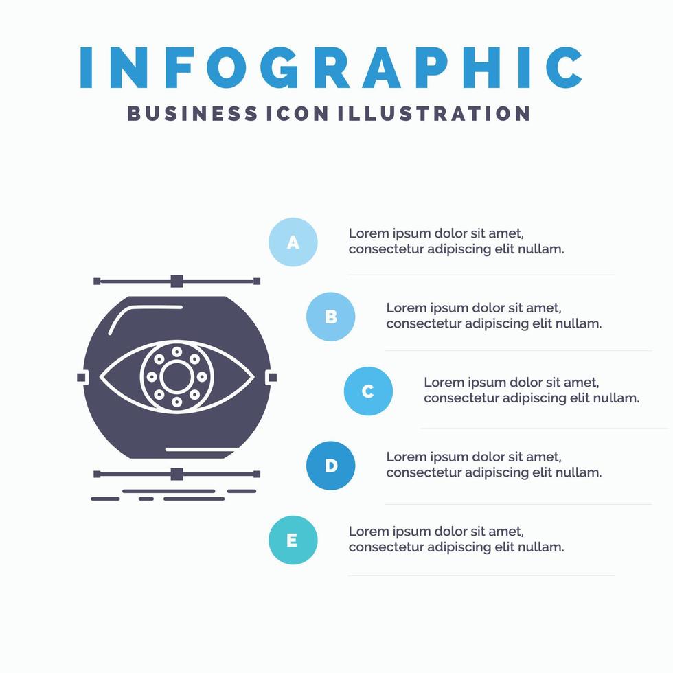 visualiseren. conceptie. toezicht houden. toezicht houden. visie infographics sjabloon voor website en presentatie. glyph grijs icoon met blauw infographic stijl vector illustratie.