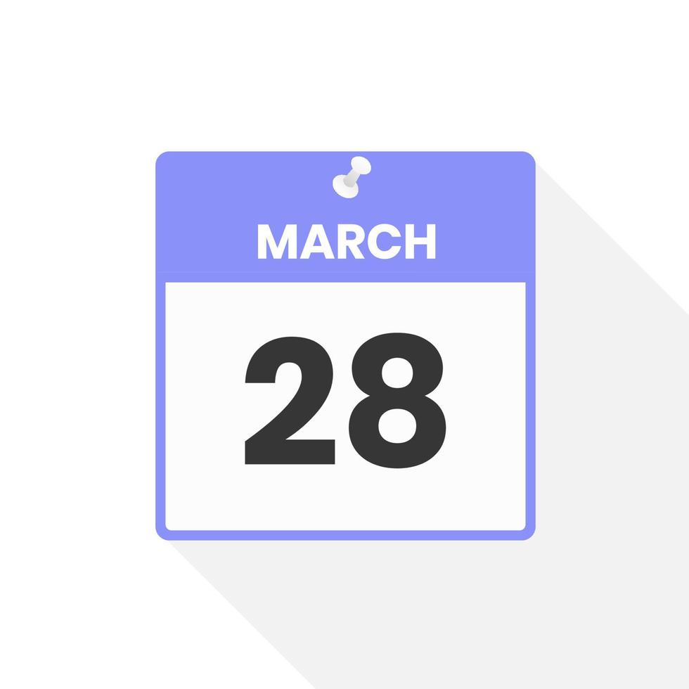 maart 28 kalender icoon. datum, maand kalender icoon vector illustratie