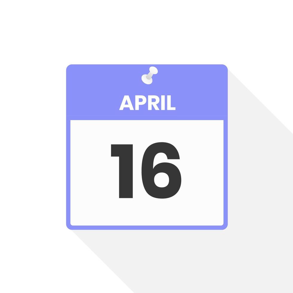 april 16 kalender icoon. datum, maand kalender icoon vector illustratie