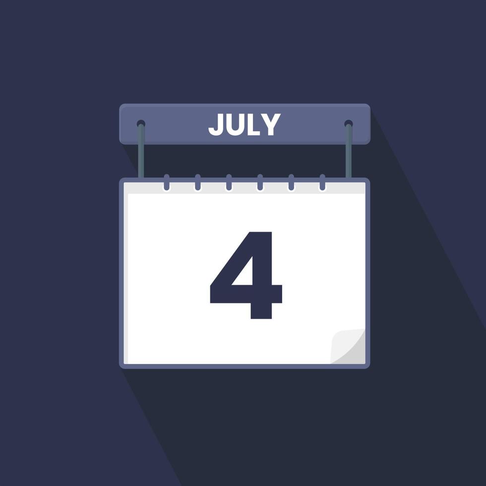 4e juli kalender icoon. juli 4 kalender datum maand icoon vector illustrator