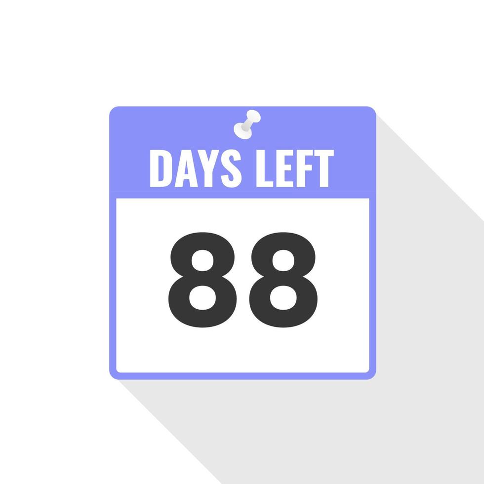 88 dagen links countdown verkoop icoon. 88 dagen links naar Gaan promotionele banier vector