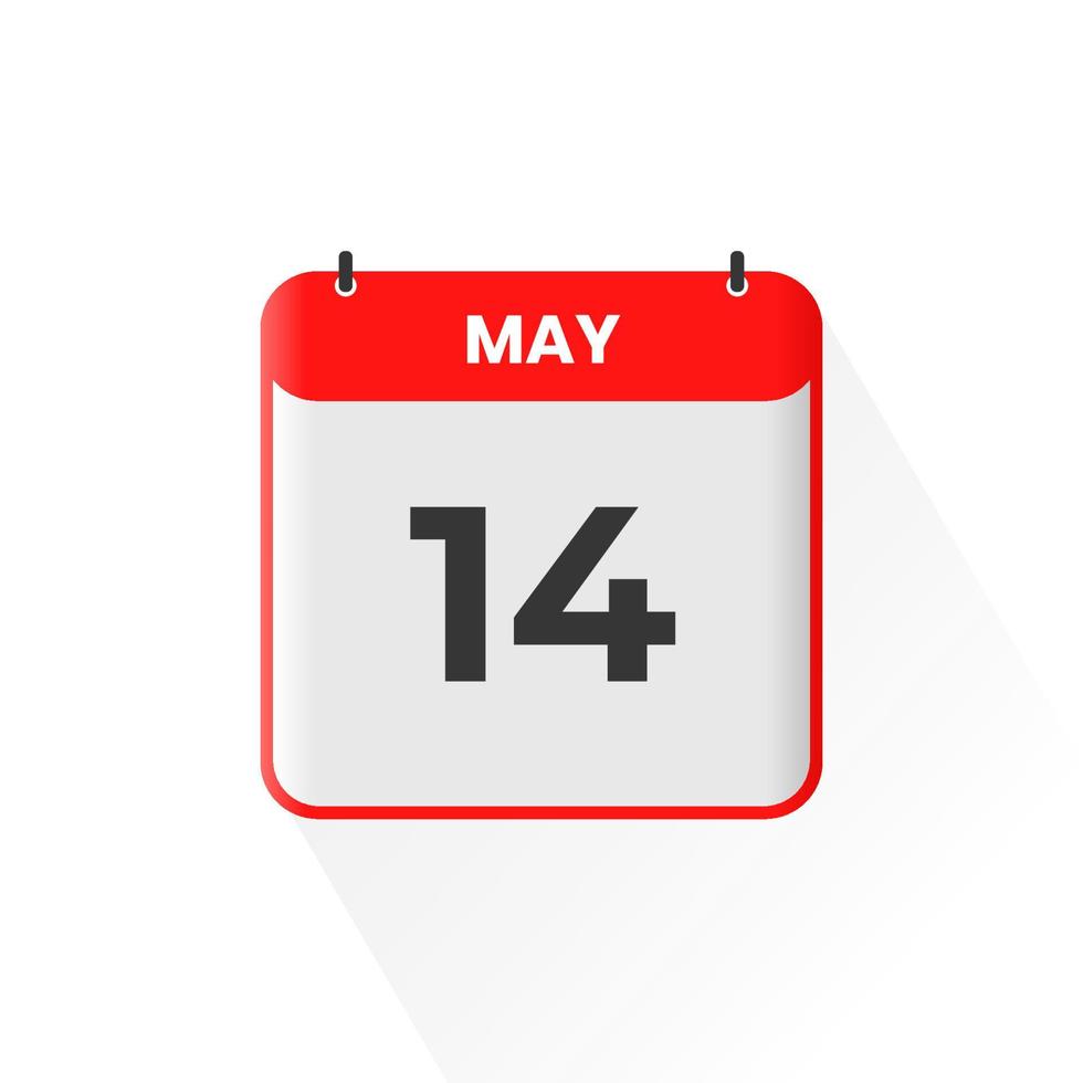14e mei kalender icoon. mei 14 kalender datum maand icoon vector illustrator