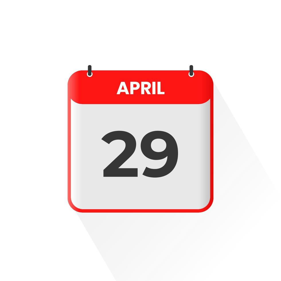 29e april kalender icoon. april 29 kalender datum maand icoon vector illustrator