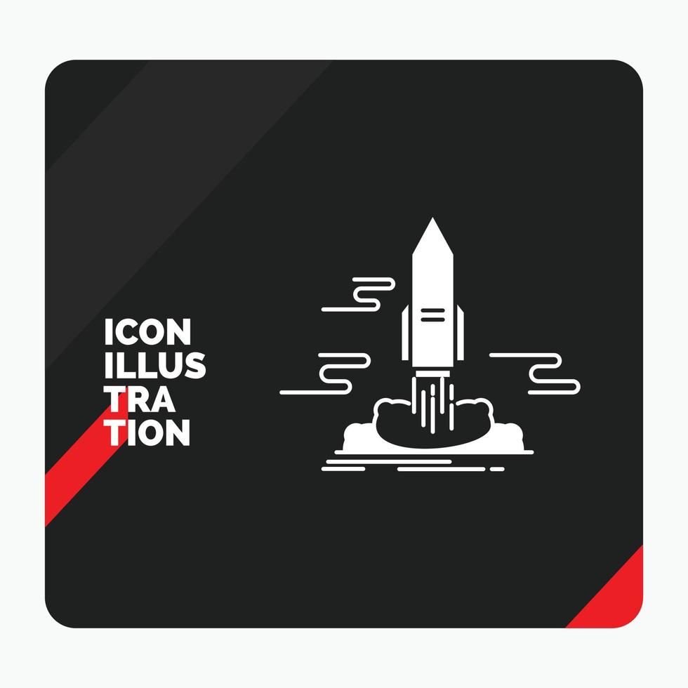 rood en zwart creatief presentatie achtergrond voor launch. publiceren. app. shuttle. ruimte glyph icoon vector