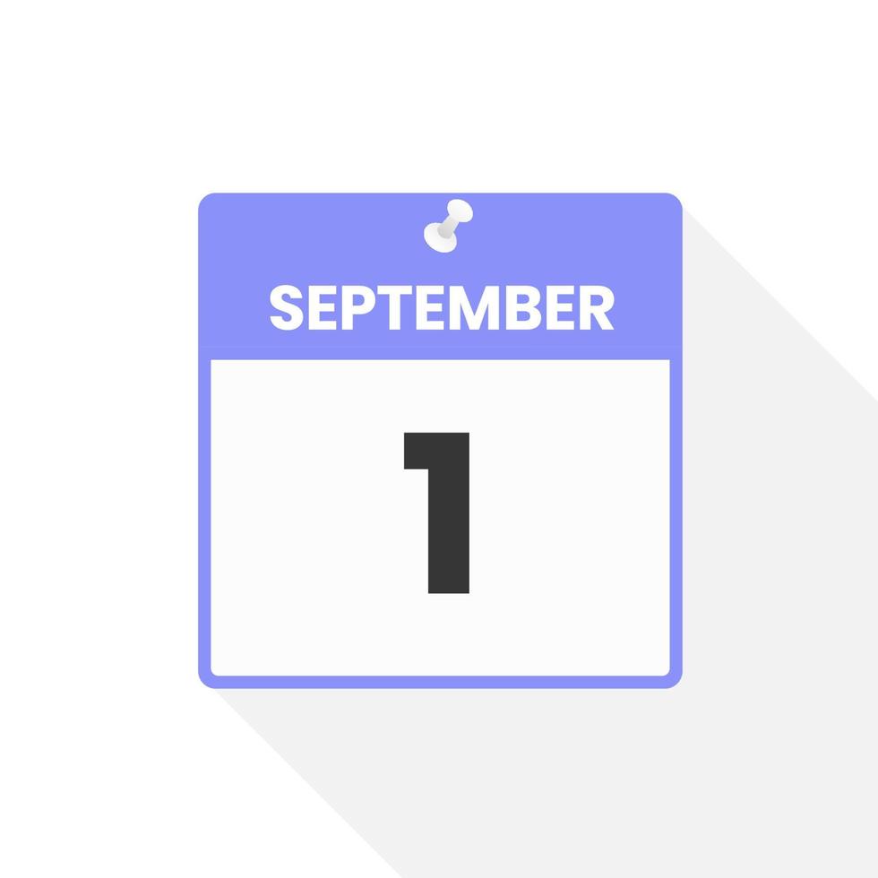 september 1 kalender icoon. datum, maand kalender icoon vector illustratie