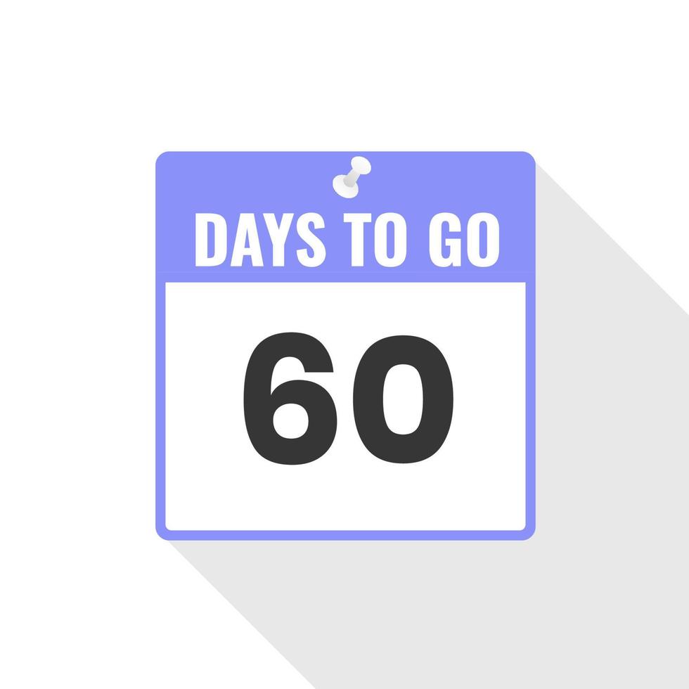 60 dagen links countdown verkoop icoon. 60 dagen links naar Gaan promotionele banier vector