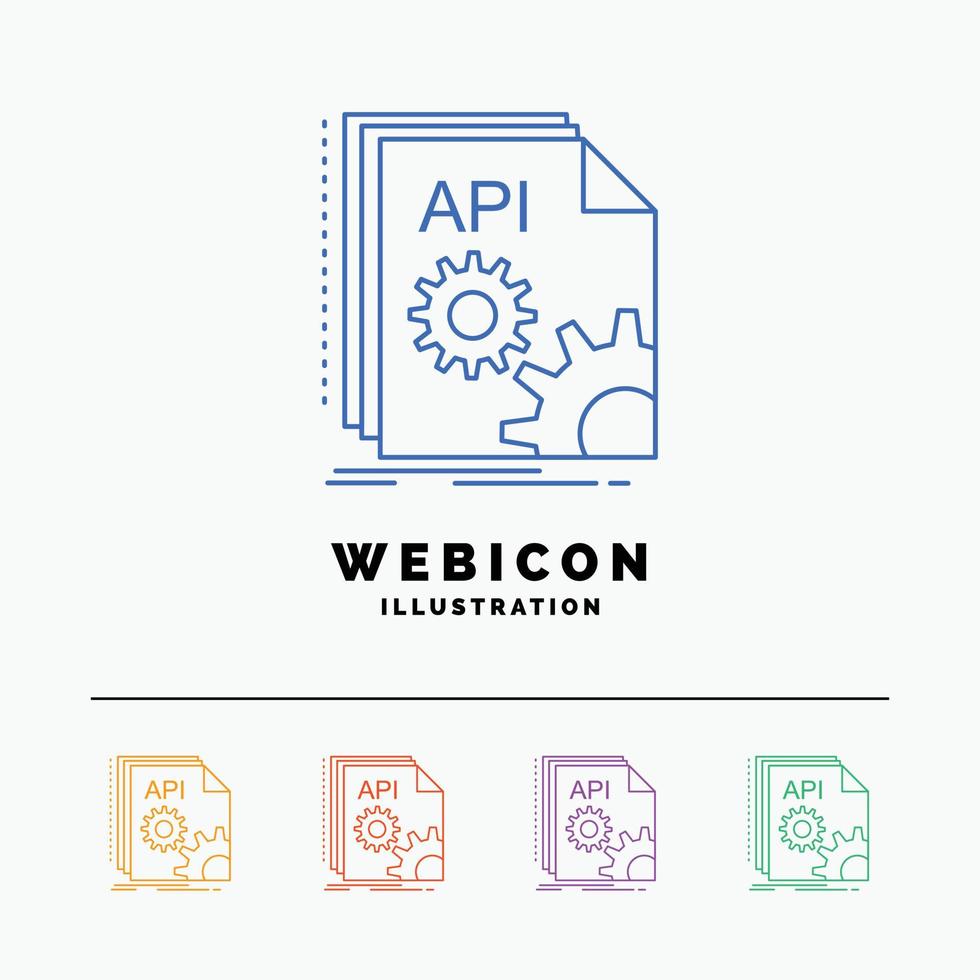 api. app. codering. ontwikkelaar. software 5 kleur lijn web icoon sjabloon geïsoleerd Aan wit. vector illustratie