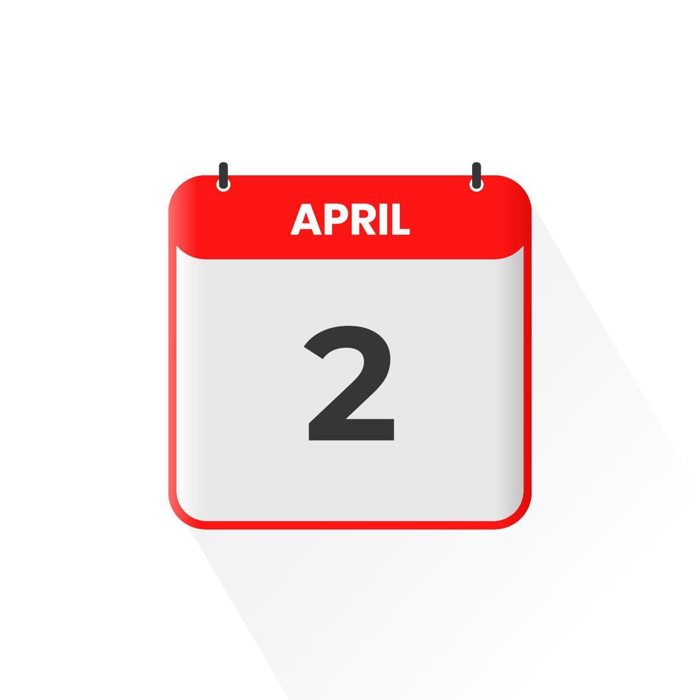 2e april kalender icoon. april 2 kalender datum maand icoon vector illustrator