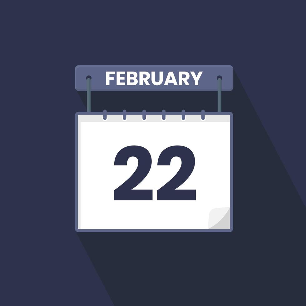 22e februari kalender icoon. februari 22 kalender datum maand icoon vector illustrator