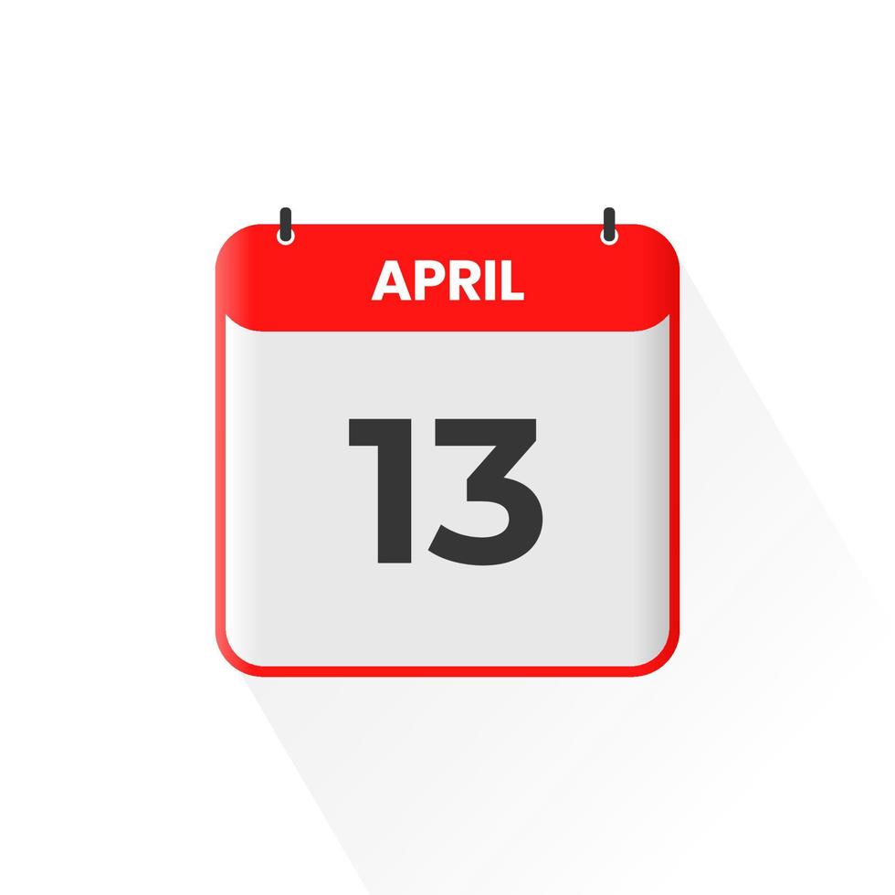 13e april kalender icoon. april 13 kalender datum maand icoon vector illustrator