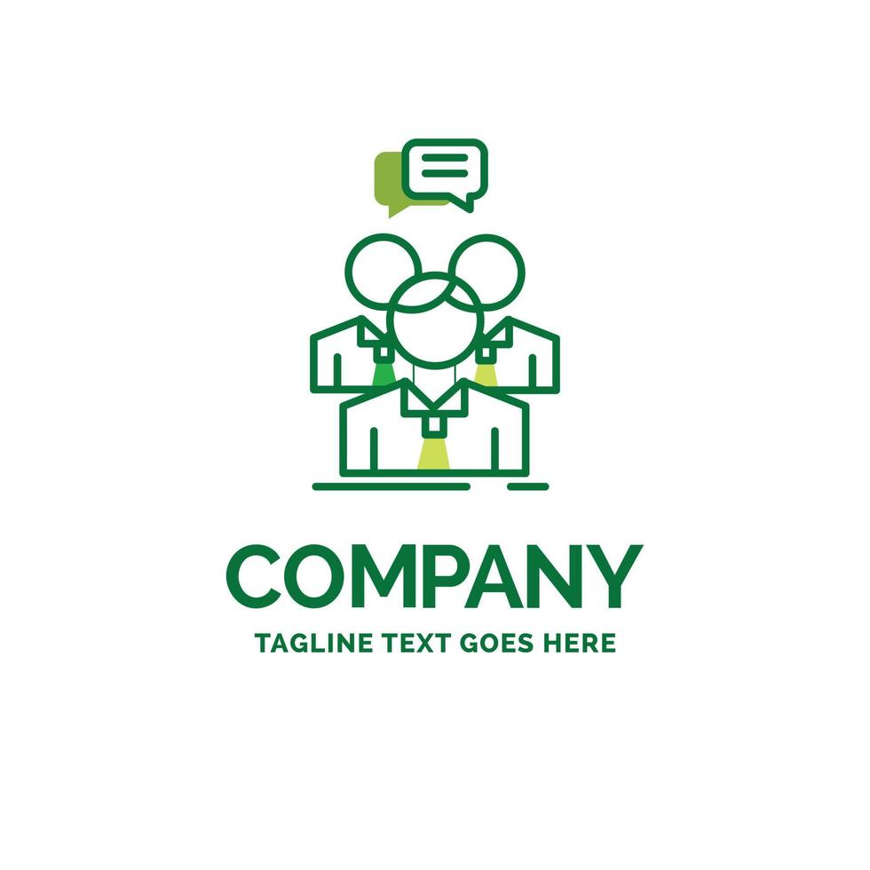groep. bedrijf. ontmoeting. mensen. team vlak bedrijf logo sjabloon. creatief groen merk naam ontwerp. vector