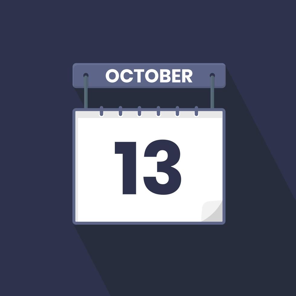 13e oktober kalender icoon. oktober 13 kalender datum maand icoon vector illustrator