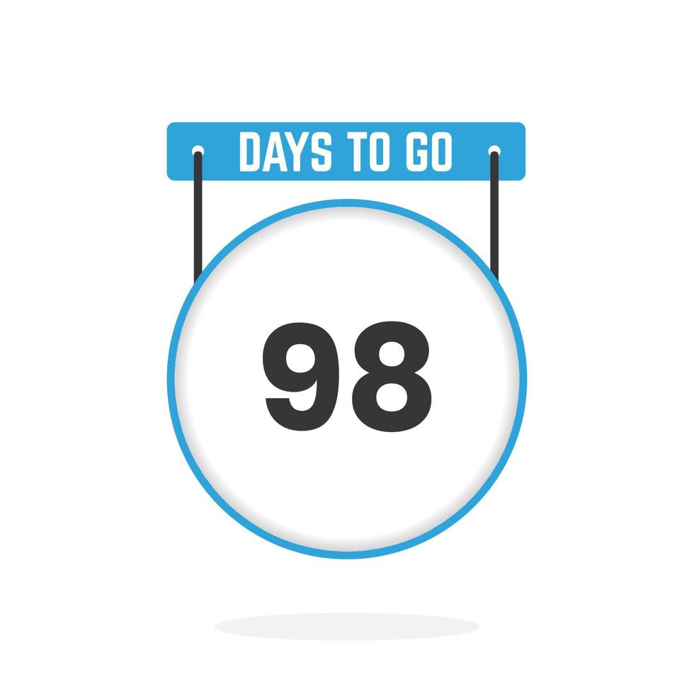 98 dagen links countdown voor verkoop Promotie. 98 dagen links naar Gaan promotionele verkoop banier vector
