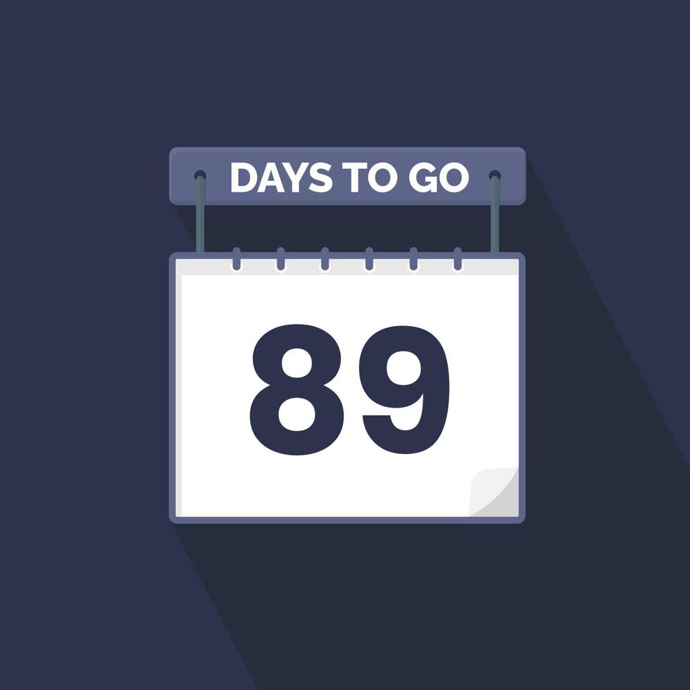 89 dagen links countdown voor verkoop Promotie. 89 dagen links naar Gaan promotionele verkoop banier vector