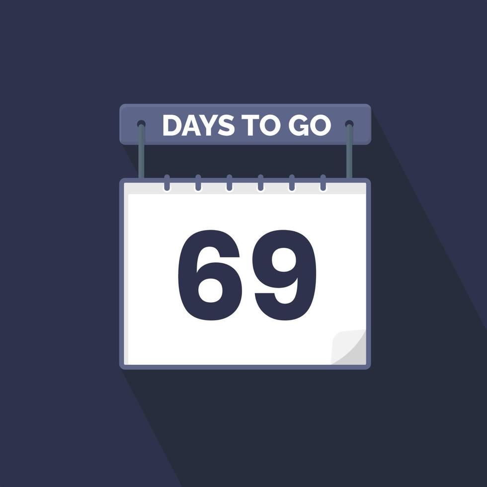 69 dagen links countdown voor verkoop Promotie. 69 dagen links naar Gaan promotionele verkoop banier vector