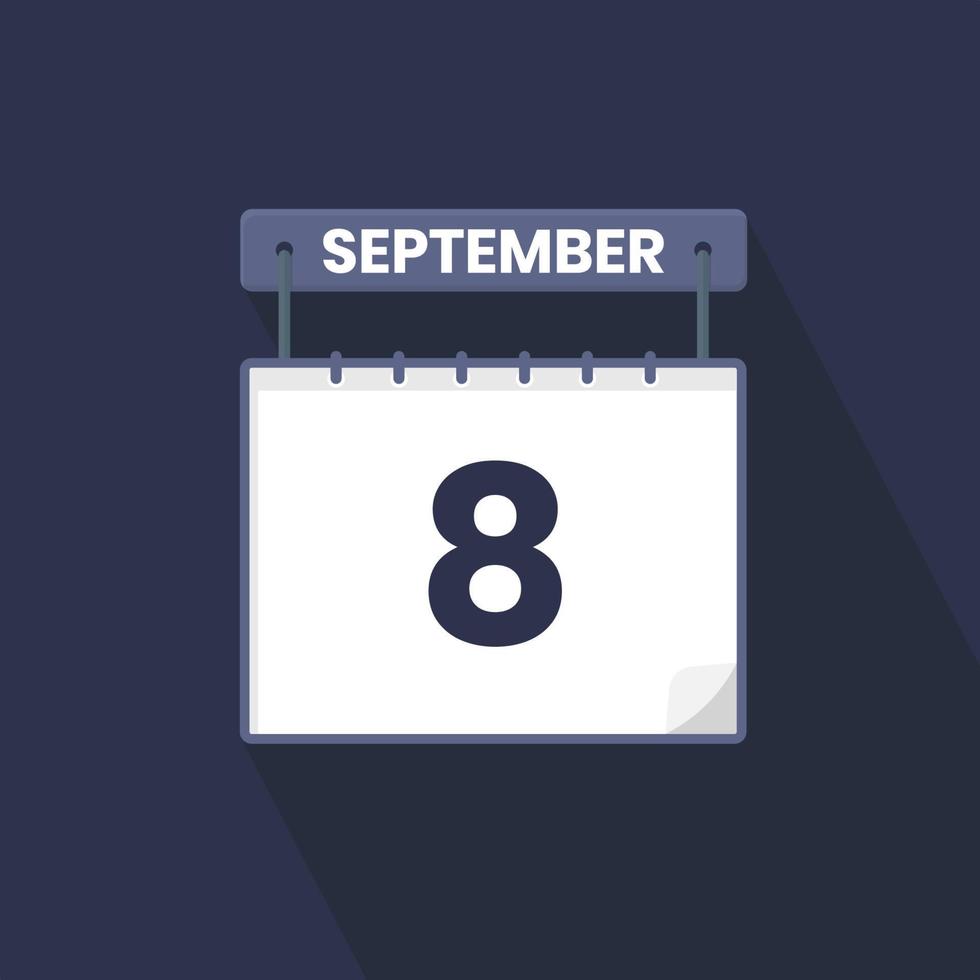 8e september kalender icoon. september 8 kalender datum maand icoon vector illustrator