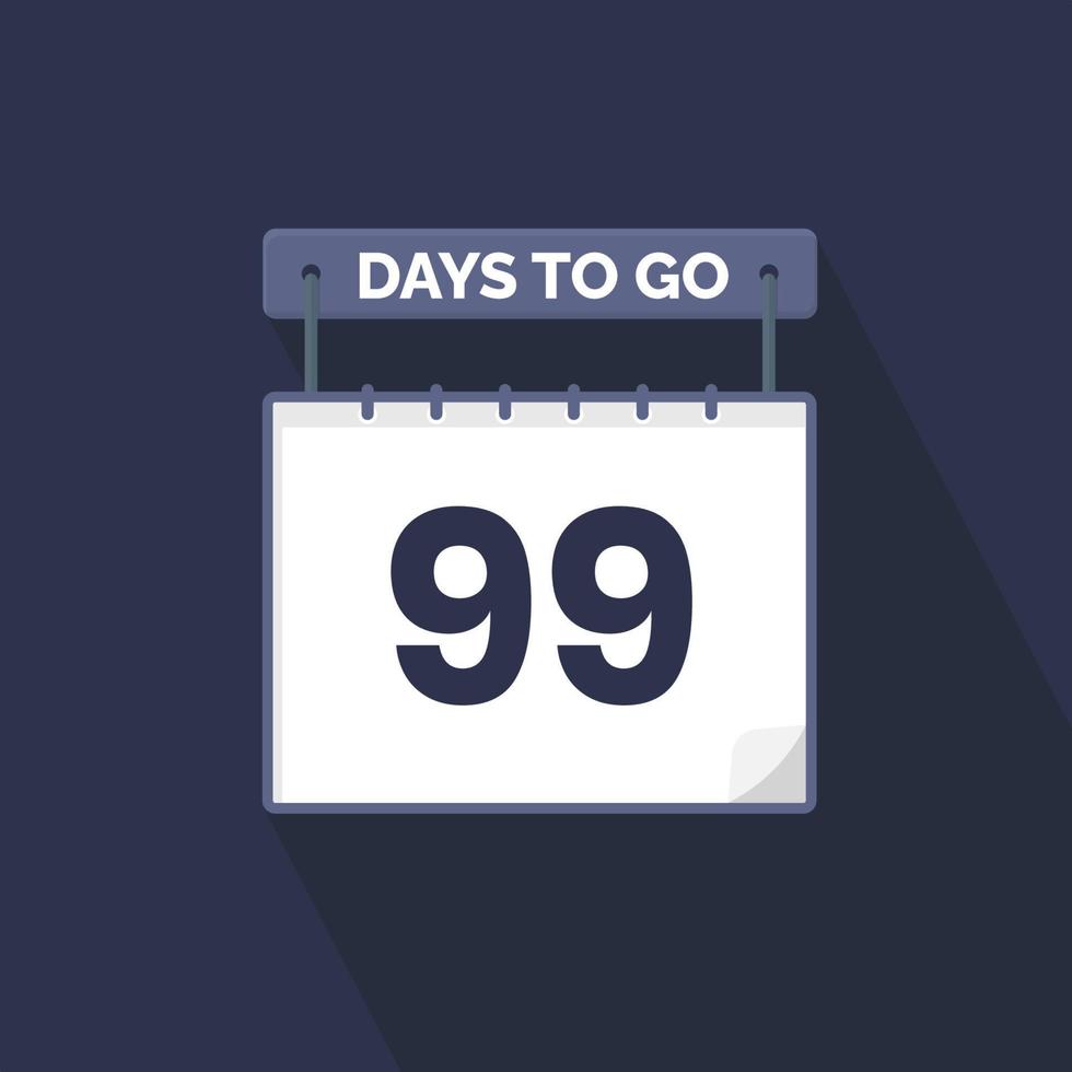 99 dagen links countdown voor verkoop Promotie. 99 dagen links naar Gaan promotionele verkoop banier vector